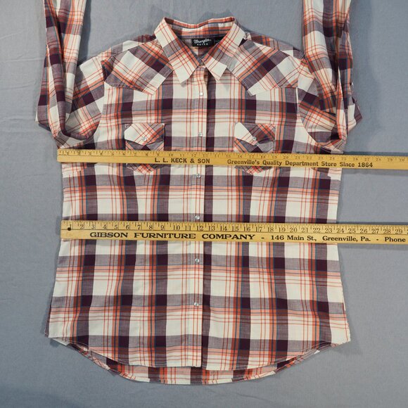 Wrangler Retro Shirt Mens XXL Purple Red Plaid Pearl Snap Rodeo Western Cowboy - Picture 3 of 7